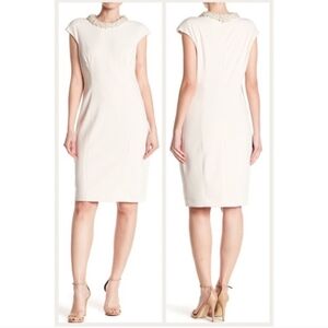 BETSEY JOHNSON  Embellished Pearl Sheath Dress